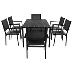 Whisen Set da Pranzo da Esterno in Acciaio a 7 Pezzi Resistente alle Intemperie, Set da Pranzo per Patio per Balcone, Giardino
