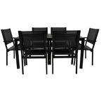 Whisen Set da Pranzo da Esterno in Acciaio a 7 Pezzi Resistente alle Intemperie, Set da Pranzo per Patio per Balcone, Giardino