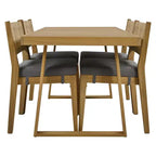 Set da pranzo con tavolo e sedie Whisen in legno di acacia per esterni, multi-persona, con cuscini spessi, adatto per balcone, cortile e giardino