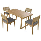 Set da pranzo con tavolo e sedie Whisen in legno di acacia per esterni, multi-persona, con cuscini spessi, adatto per balcone, cortile e giardino