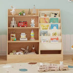 Libreria per bambini a 4 ripiani e portagiochi, libreria per bambini in tessuto a 5 strati, organizer per giocattoli per bambini, libreria a imbracatura per bambini
