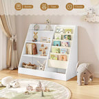 Libreria per bambini a 4 ripiani e portagiochi, libreria per bambini in tessuto a 5 strati, organizer per giocattoli per bambini, libreria a imbracatura per bambini
