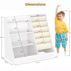 Libreria per bambini a 4 ripiani e portagiochi, libreria per bambini in tessuto a 5 strati, organizer per giocattoli per bambini, libreria a imbracatura per bambini
