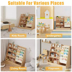 Libreria per bambini a 4 ripiani e portagiochi, libreria per bambini in tessuto a 5 strati, organizer per giocattoli per bambini, libreria a imbracatura per bambini