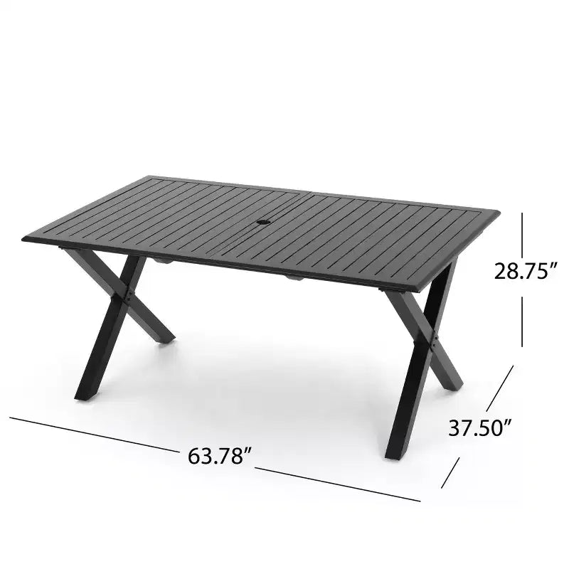 GDFStudio Benway Ensemble de salle à manger 7 pièces en osier et aluminium avec coussins, marron clair/noir