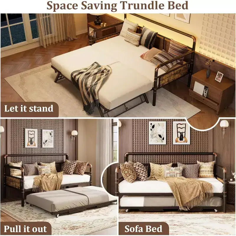 Struttura in metallo per divano letto singolo, letto resistente per soggiorno, camera da letto o camera degli ospiti