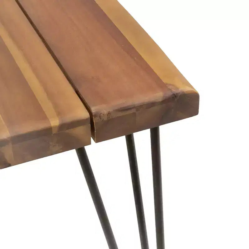 GDFStudio Santa Set da pranzo da esterno 7 pezzi in vimini e legno di acacia con cuscini, Teak/Multimarro