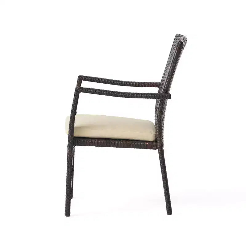 Christopher Knight Home Goodwin Set da pranzo da esterno 7 pezzi in legno di acacia e vimini con cuscini, Teak/Marrone