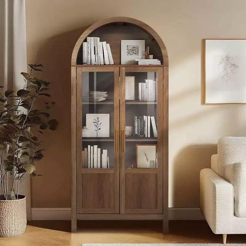 Vetrina ad arco in legno