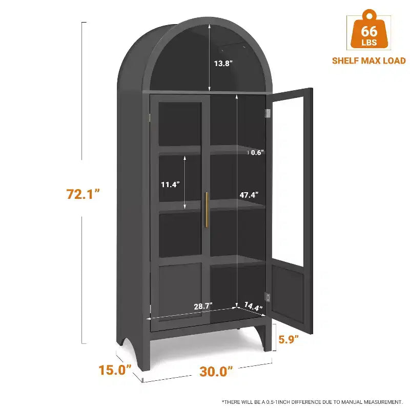 Vetrina ad arco in legno