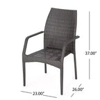 Christopher Knight Home Harbor Set da pranzo da esterno 7 pezzi in vimini e alluminio, Marrone scuro/Marrone