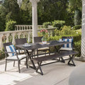 Christopher Knight Home Aisha Outdoor Wicker and Aluminum 6 Piece Dining Set with Bench, Multibrown/Brown