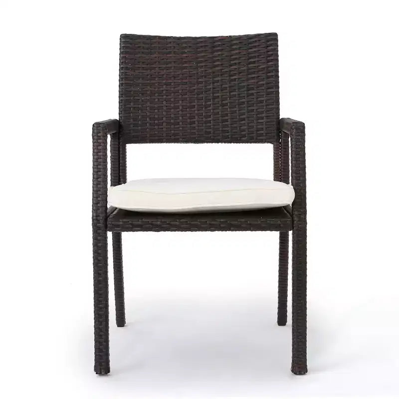 Christopher Knight Home Aisha Ensemble de salle à manger d'extérieur 6 pièces en osier et aluminium avec banc, marron/multicolore
