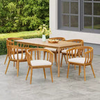 Christopher Knight Home Casper, ensemble de 7 pièces de salle à manger d'extérieur rustique en bois d'acacia avec lattes