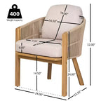 Christopher Knight Home Charles Set da Pranzo da Esterno a 7 Pezzi in Legno di Acacia e Corda con Cuscini