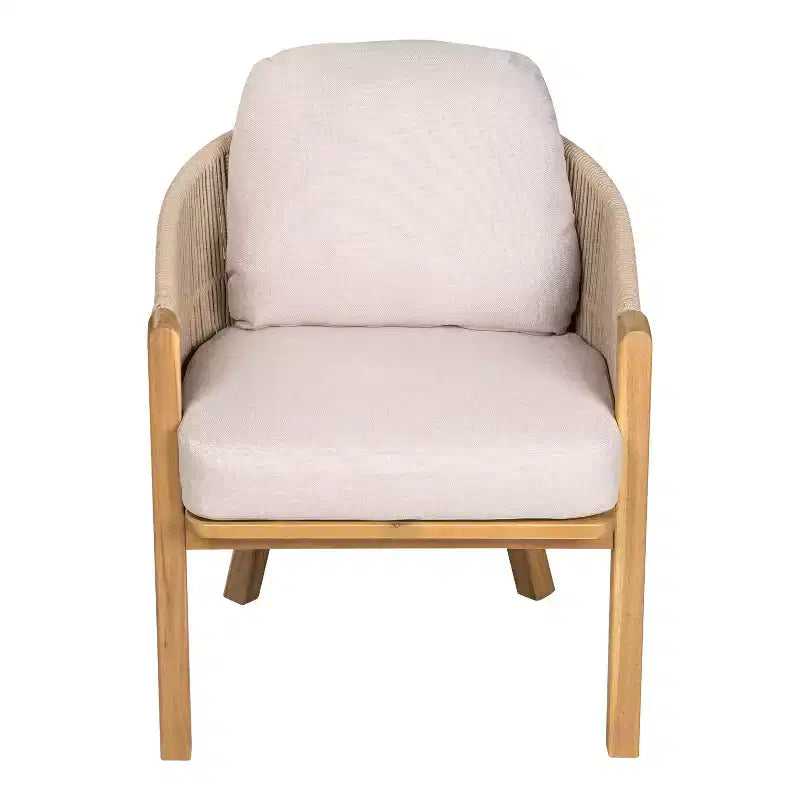 Christopher Knight Home Charles Set da Pranzo da Esterno a 7 Pezzi in Legno di Acacia e Corda con Cuscini