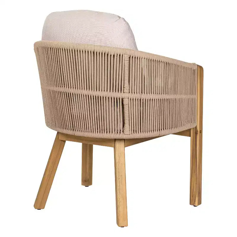 Christopher Knight Home Charles Set da Pranzo da Esterno a 7 Pezzi in Legno di Acacia e Corda con Cuscini