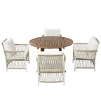 GDFStudio Eden Set da Pranzo Moderno da Esterno Allungabile 5 Pezzi in Legno e Ferro