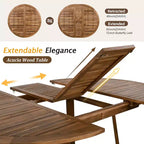 GDFStudio Eden Set da Pranzo Moderno da Esterno Allungabile 5 Pezzi in Legno e Ferro