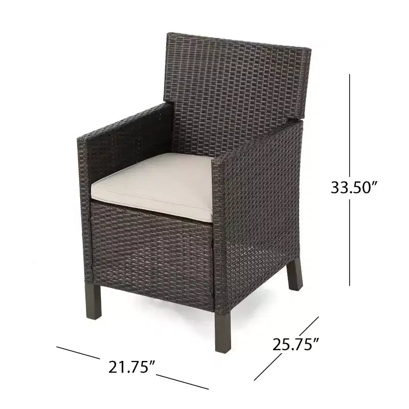 Christopher Knight Home Wes Set da pranzo da esterno a 5 pezzi in legno di acacia e vimini con cuscini