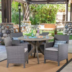 Christopher Knight Home Wes Outdoor Acacia Wood and Wicker 5 Piece Dining Set with Cushion