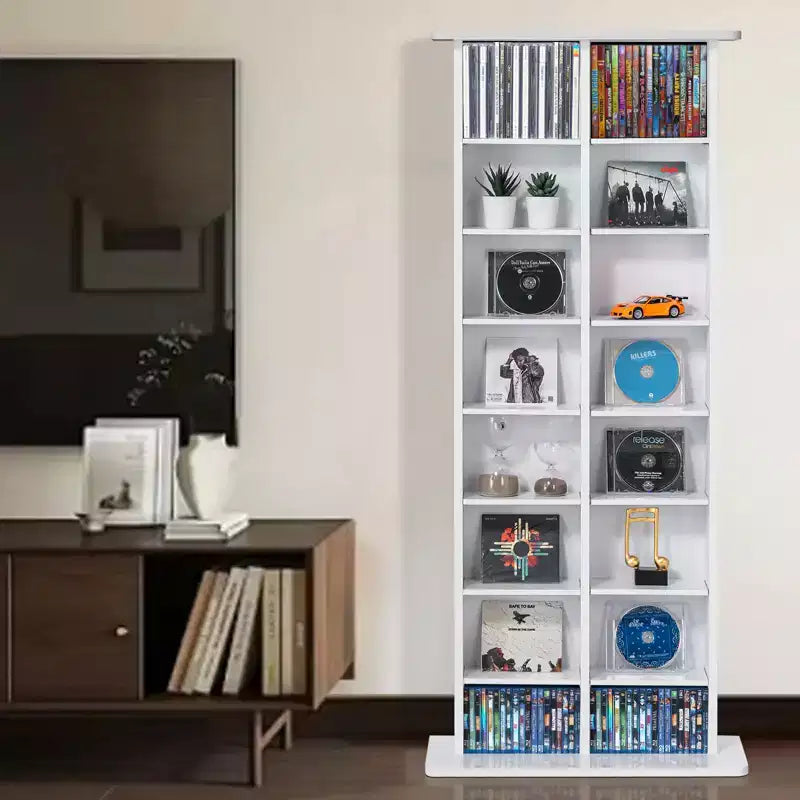 Mobiletto portaoggetti multimediale, scaffale DVD a 8 ripiani per 464 CD, ripiani CD regolabili 16 scomparti