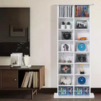Mobiletto portaoggetti multimediale, scaffale DVD a 8 ripiani per 464 CD, ripiani CD regolabili 16 scomparti