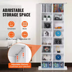 Mobiletto portaoggetti multimediale, scaffale DVD a 8 ripiani per 464 CD, ripiani CD regolabili 16 scomparti