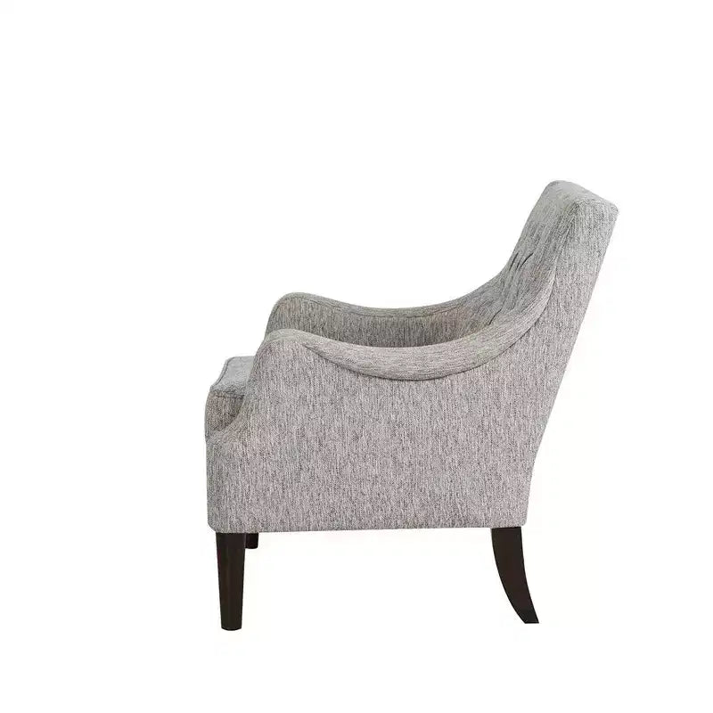 Poltrona d'accento contemporanea con bottoni trapuntati, sedia da salotto con cuscino imbottito, comoda poltrona con gambe in legno