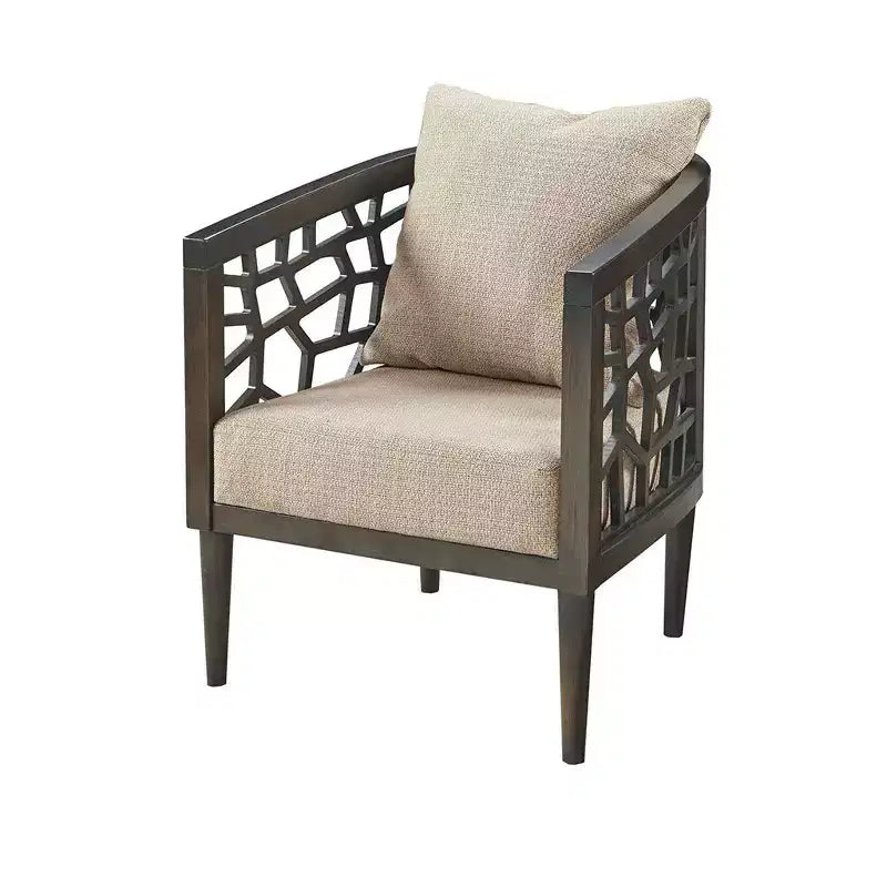 Poltrona Crackle con Comodo Cuscino Rivestito, Struttura in Legno Massello, Poltrona da Lettura Elegante Morrocco per Soggiorno Sala d'Attesa