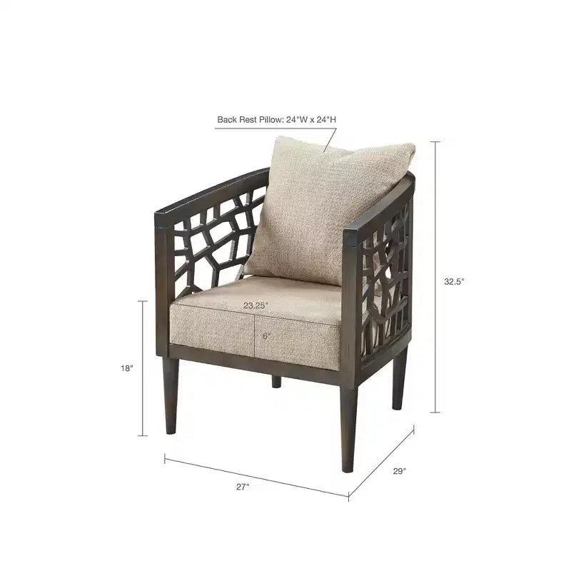 Poltrona Crackle con Comodo Cuscino Rivestito, Struttura in Legno Massello, Poltrona da Lettura Elegante Morrocco per Soggiorno Sala d'Attesa