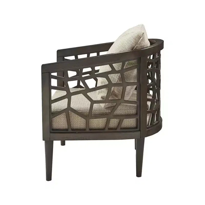Poltrona Crackle con Comodo Cuscino Rivestito, Struttura in Legno Massello, Poltrona da Lettura Elegante Morrocco per Soggiorno Sala d'Attesa