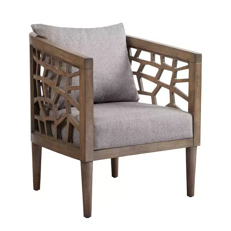 Poltrona Crackle con Comodo Cuscino Rivestito, Struttura in Legno Massello, Poltrona da Lettura Elegante Morrocco per Soggiorno Sala d'Attesa