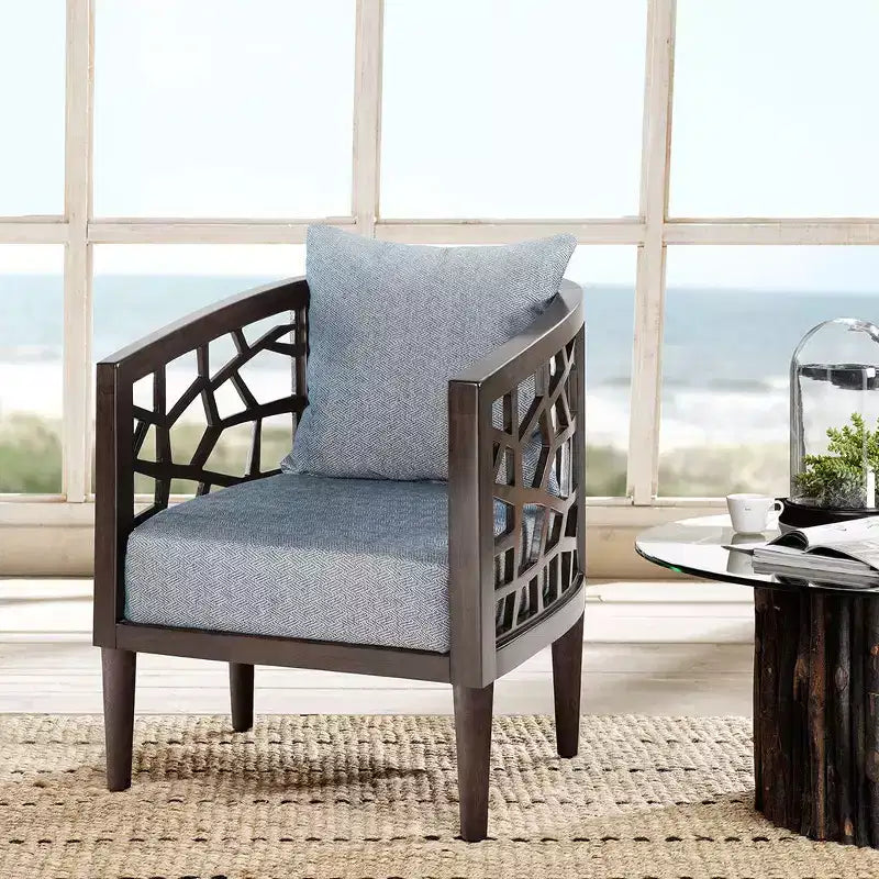 Poltrona Crackle con Comodo Cuscino Rivestito, Struttura in Legno Massello, Poltrona da Lettura Elegante Morrocco per Soggiorno Sala d'Attesa