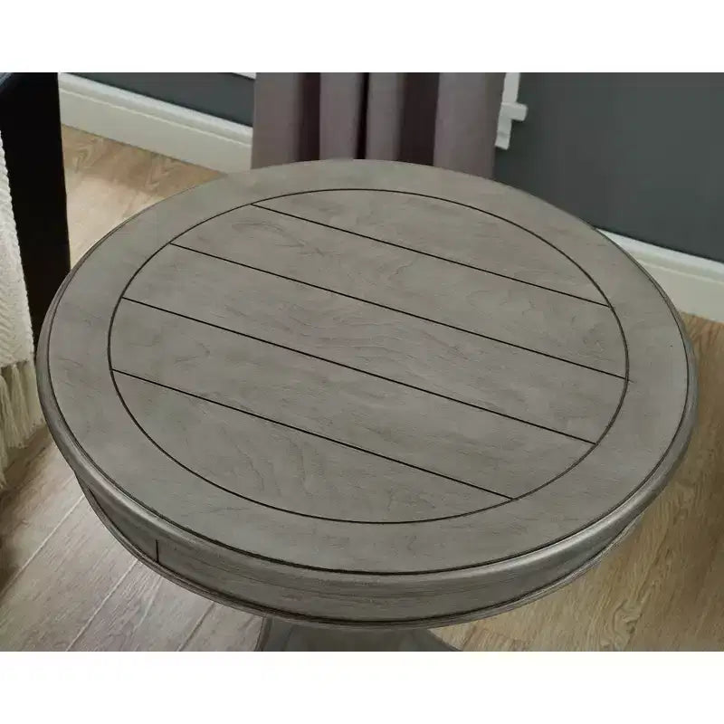 Tavolino Rotondo con Base a Piedistallo in Legno, Design Classico e Robusto