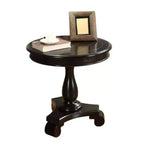 Tavolino Rotondo con Base a Piedistallo in Legno, Design Classico e Robusto
