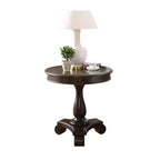 Tavolino Rotondo con Base a Piedistallo in Legno, Design Classico e Robusto
