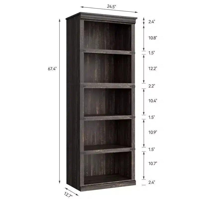 Libreria a 5 livelli, scaffale da fattoria con ripiani a giorno per casa, ufficio, soggiorno, camera da letto