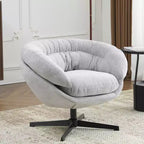 Okak Accent Chair, Modern Chenille Office Chair, Swivel Accent Chair with Removable Cushion, Round Office Chair, Metal Base and Cotton Material