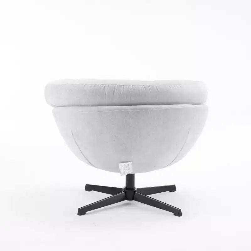 Poltrona d'Appoggio, Sedia da Ufficio Moderna in Ciniglia, Poltrona Girevole con Cuscino Rimovibile, Sedia da Ufficio Rotonda, Base in Metallo e Materiale in Cotone