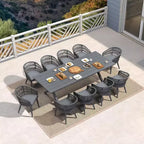 PURPLE LEAF Outdoor Dining Set All-Weather PE Rattan Patio Furniture Set with All Aluminum Frame Table and Chairs Set for Lawn Backyard Deck