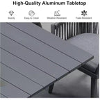 Set da pranzo da esterni PURPLE LEAF con tavolo in alluminio e sedie in rattan intrecciato, set di mobili moderni per giardino, cortile e interni