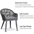 Set da pranzo da esterni PURPLE LEAF con tavolo in alluminio e sedie in rattan intrecciato, set di mobili moderni per giardino, cortile e interni