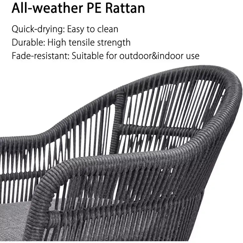 Set da pranzo da esterni PURPLE LEAF con tavolo in alluminio e sedie in rattan intrecciato, set di mobili moderni per giardino, cortile e interni