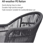 Set da pranzo da esterni PURPLE LEAF con tavolo in alluminio e sedie in rattan intrecciato, set di mobili moderni per giardino, cortile e interni