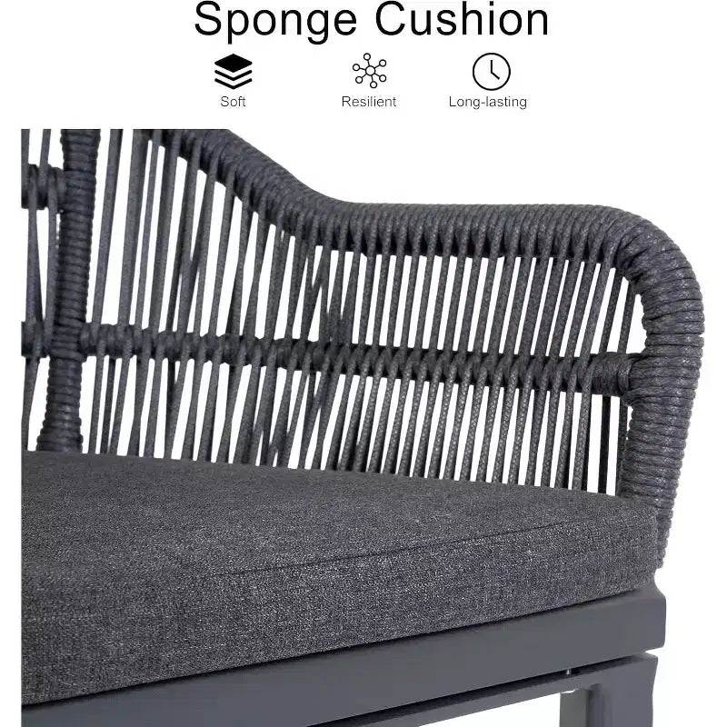 Set da pranzo da esterni PURPLE LEAF con tavolo in alluminio e sedie in rattan intrecciato, set di mobili moderni per giardino, cortile e interni