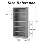 Libreria a 6 Ripiani Decorativa senza Ante con Finitura Effetto Legno