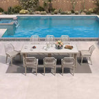 Set da pranzo PURPLE LEAF con tavolo in metallo e sedie in vimini per portico, giardino, cucina, set di mobili moderni da esterno