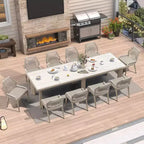 Set da pranzo PURPLE LEAF con tavolo in metallo e sedie in vimini per portico, giardino, cucina, set di mobili moderni da esterno