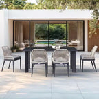 Set da pranzo PURPLE LEAF con tavolo in metallo e sedie in vimini per portico, giardino, cucina, set di mobili moderni da esterno